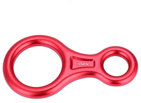 Baxnore 35KN Figura 8 Descenso de Cuerda de Palabra, 8 Anillos de Escalada, Descenso de Escalada, Descenso de Cuerda Figura 8, Anillo de Descenso de Escalada para Rescate de (Rojo)