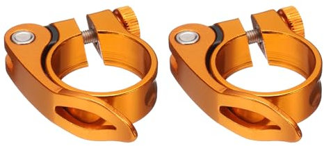 Kvartsman 2 stycken cykelsadelstödsklämmor 31,8 mm aluminiumlegering cykel-snabbkopplare sadelkrage för diameter 27,2 till 28,6 mm cykel vägcykel sadelstöd rör, guld