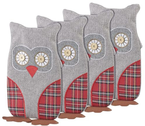 infactory Wärmflaschenbezug: 4er-Set Bezüge im Eulen-Design für Kinder-Wärmflaschen bis 1 Liter (Waschmaschine)