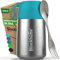 Blockhütte Thermobehälter für Essen I 530 ml Thermobecher Essen I Thermo Lunchbox Kinder, Erwachsene mit Göffel - Lunchbox Thermo Essensbehälter, Suppenbehälter To Go, Thermodose - Türkis