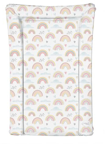 Matelas à langer imperméable pour bébé avec bords surélevés 46 x 73 cm – Arcs-en-ciel ou fleurs (arc-en-ciel)