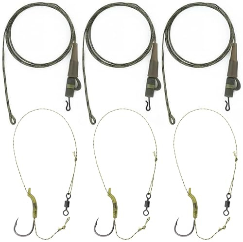 HAOBIN 6 pièces Clips de Leader de Matériel de Pêche Carpe Bas de Ligne pour pêche à la Carpe Hamecon Carpe Bas de Ligne Carpe Ensemble de Lignes pour la pêche à la Carpe Accessoires (Vert)