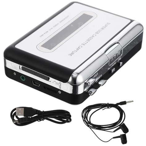 DIYEAH Convertidor Portátil De Cassette USB Sin Batería Reproductor Personal De Cinta con Alta Fidelidad y Software De Transferencia Incluido Compatible con Alimentación USB o Pilas