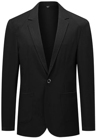 YFFUSHI Blazer Uomo Casual Regular Fit 2 Bottoni Miscela Lino Respirante per Matrimonio Banchetto Quotidiano, Nero, M