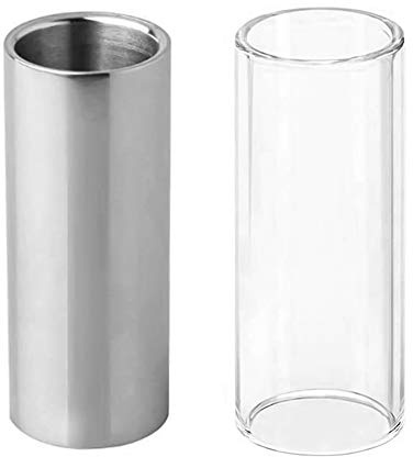 Jeffergarden Guitar Slide Kit, 1 Glass Slide and 1 Stainless Steel with Polished Surface for Guitar Bass, Seamless Design and Clear Sound