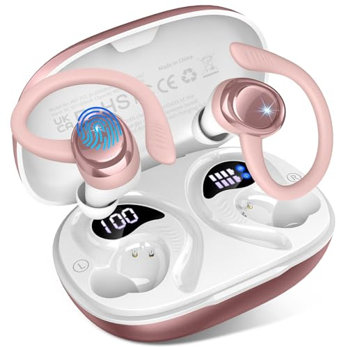 Auriculares Inalámbricos Bluetooth Deportivos, 2026 Auriculares Bluetooth 5.4 con 4 Mics, HiFi Estéreo, 50H Cascos Inalambricos Correr con Cancelación de Ruido,Cascos Bluetooth IP7 Impermeable/USB-C