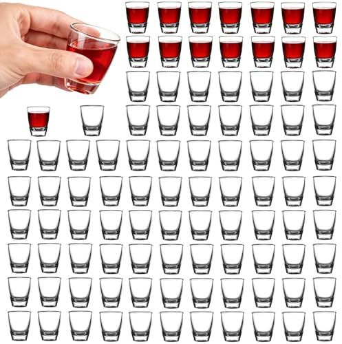 48 PCS Bicchierini da Liquore, 30 ml Bicchieri Shot, Bicchieri da Shot Trasparenti, Tumbler in Vetro Temperato, Bicchiere in Vetro Dal Fondo Spesso, per Feste, Club, Bar