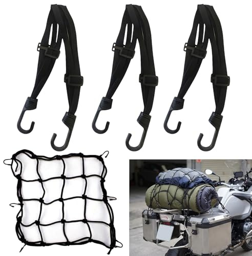 Yistoi 4 Piezas Pulpo Moto Equipaje, para Fijar El Equipaje en la Bicicleta | Red Elástica Para Bicicleta, Red de Sujeción Para el Casco, Gran Durabilidad, Muy Práctico, Fijación Estable Y Ajustable