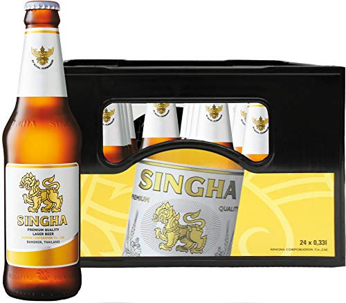 Singha Orginal thailändisches Bier, 5% Vol. (11 Grad Plato) Pils in der Flasche, Mehrweg (24 x 0,33 l)