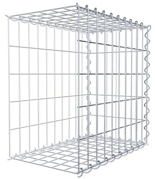 GABIONA Cesta de piedra de gavión rectangular, malla de 5 x 10 cm, profundidad de 30 cm, cesta de cultivo tipo 2, cierre de espiral, galvanizado (50 x 50 x 30 cm)