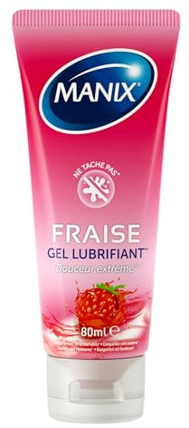 MANIX Fraise : Lubrifiant Intime (80mL) Goût Fraise / Compatible avec les Préservatifs