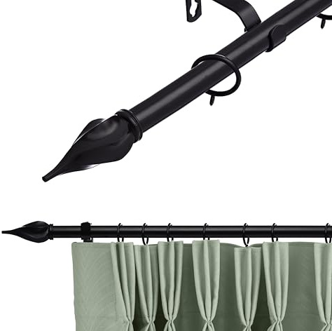 Lister Cartwright 16-19 mm Extendable Metal Curtain Pole Rods Voile Easy Fitting Spiral Black 70-120 cm