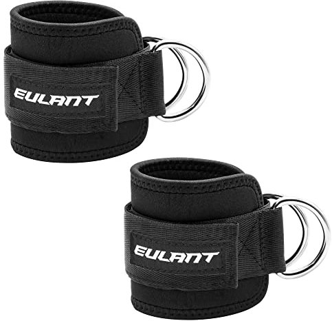 EULANT 1 paire de sangles de cheville rembourrées pour gym, fitness, entraînement, poignets pour machine à câble, boucle double D