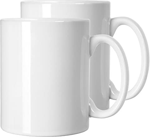 SHOWFULL 650ml Große Tasse im 2er-Set, Extra Kaffeetasse, glatte Keramik-Boss-Tasse, großes Fassungsvermögen und großer Griff, für Papa Männer, weiß