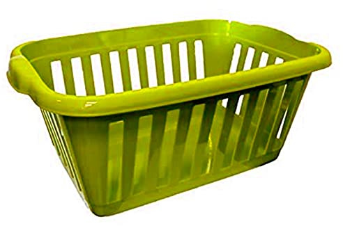Acan Tradineur - Cesta para la ropa rectangular, Pongo todo de plástico ,Cesta colada multicolor, Disponible 6 colores Para elegir que te más preferida (Verde)