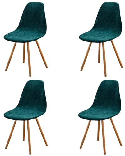 Highdi Fundas para Sillas de Comedor Elásticas, 6 Piezas Fundas Sillas Ajustables Terciopelo Funda de Silla Nordica Cocina Verde Fundas para Silla Protectoras de Sillas Escandinavas