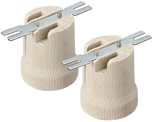 SUNERLORY E27 Lamp Holder, Ceramic Porcelain Socket, LED/CFL/Incandescent Compatible, 220V, 2PCS