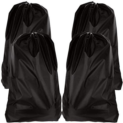 ASelected 4 Pcs Extra Large Laundry Bags, Foldable Storage Bag with Drawstring Closure, Nylon Washing Bag Fabric Bag for Bathroom, Bedroom or Dormitory and Travel, 61x91cm (Black)