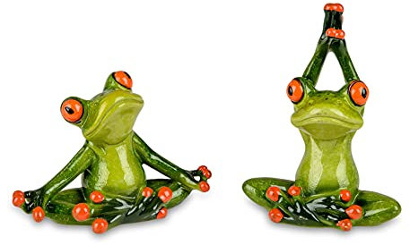 formano wunderschönes 2er Set Yoga Frosch Deko Figur Dekofigur Frösche Tierfigur Froschfigur Froschhausen