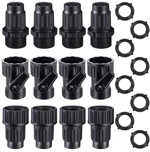 4er-Set erweiterbare Gartenschlauch-Reparatur-Kits, Wasserschlauch-Anschlüsse, Wasserhahn-Adapter mit Gummi-Unterlegscheiben, Absperrventile, Gartenanschlüsse