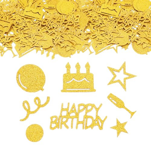 ParPix 100 Stück Gold Konfetti, 5cm Groß Happy Birthday Tischdeko, Glitzer Streudeko, Confetti Party Deko für Frau und Mann