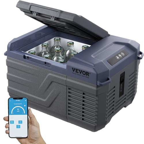VEVOR Car Refrigerator, 12 Volt Car Refrigerator Fridge, 9 L Single Zone Portable Freezer, -4℉-68℉ Adjustable Range, 12/24V DC and 100-240V AC Compressor Cooler for Outdoor, Camping, RV