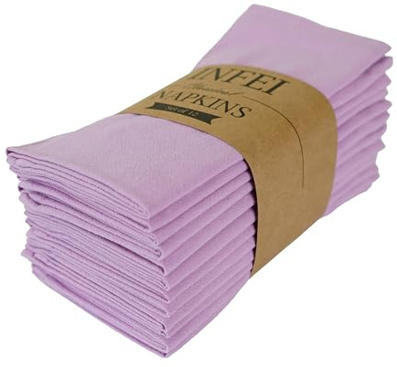 INFEI Servilletas de Tela de Cena de Color Liso, Juego de 12 (16.9 x 16.9 Pulgadas), servilleta de Mesa de Cocina de algodón Reutilizable, para Fiestas, hoteles y Uso doméstico (Lila pálido)