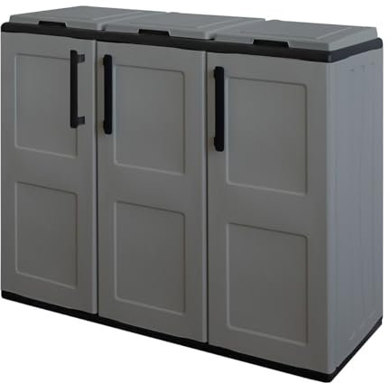 INTEC - Poubelles de tri Selectif 3 Sacs Gris - Meuble de Recyclage Extérieur - Dimensions 102 x 37 x 84 cm