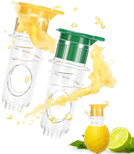 Spremiagrumi Manuale, 2 Pezzi Spremi Agrumi, Spremi Limone con Coperchio, Piccola Spremi limone manuale, Spremiagrumi per Di Casa, per Limoni, Arance e Altri Tipi di Agrumi(giallo e verde)