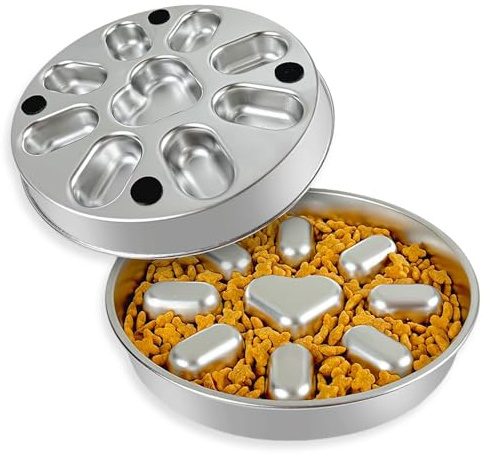 CharmBurst 2 Cups Slow Feeder Dog Bowl with Non-Slip Base, 304 Stainless Steel Bowl for Small and Medium Dogs, Pet Bowl Slows Down Fast Eating