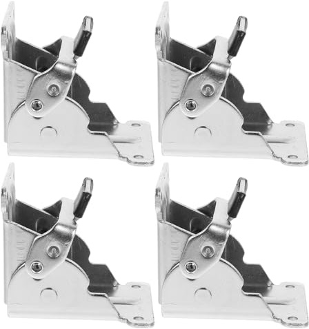 Uonlytech Bisagra para Patas de Mesa Plegable Diseño Autoblocante, 4 Piezas de Hierro en Color Plata, Adecuado para Muebles y Puertas Plegables