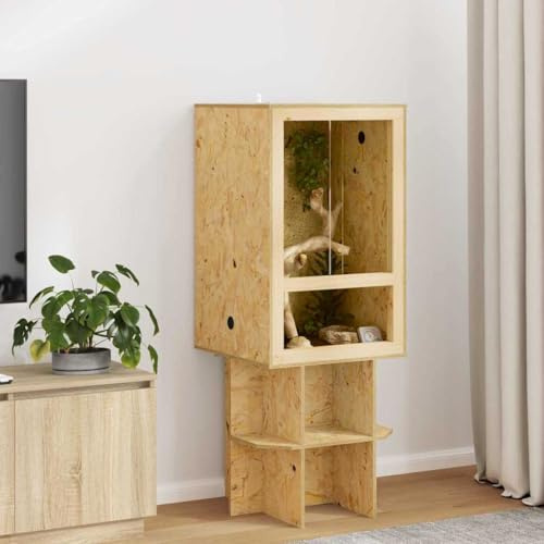 INLIFE Terrarium OSB 50 x 50 x 80 cm avec Ventilation Latérale,pour Reptiles,Serpents,Porte Coulissante en Verre,Structure Robuste,Facile à Nettoyer,Design Moderne