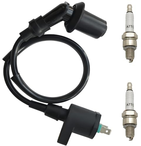 Strongthium GY6 Tändspole + 2st A7TC Tändstift Set för 50cc 110cc 125cc 150cc 4-Takt Motor, Tändningskit för Fiddy Pitbike Dirtbike Moped Scooter Baotian Viarelli Orion ATV