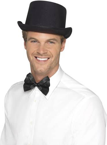 SMIFFYS cappello a cilindro, effetto raso, Nero, con bordo interno elastico Halloween