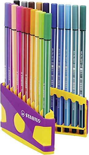 STABILO - Premium-Filzstift - Pen 68 ColorParade in lila - 20er Tischset - mit 20 verschiedenen Farben