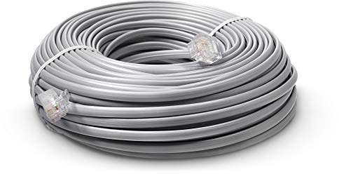 THE CIMPLE CO 50 FT Phone Cord for Landline - Modular Phone Line Cord for Fax, Printer, AIO, and Office Machines - 2 Conductor (2 Pin, 1 Line) Telephone Cable Extension 50 Feet (15 Meters), Grey