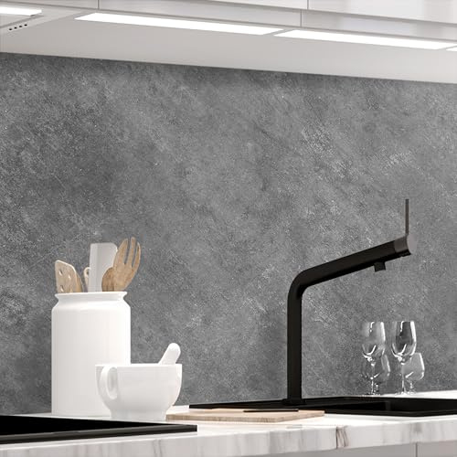 StickerProfis Küchenrückwand Spritzschutz selbstklebend, Matt Optik, Versteift, alle Untergründe, 1.8mm Rückwand für Küche, 20GREY (Premium) 60 x 80cm