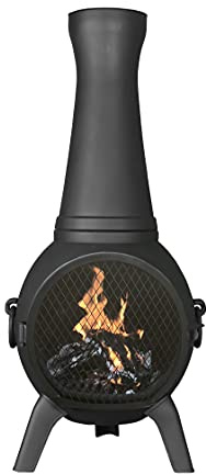 The Blue Rooster Prairie Fire Chiminea Outdoor Fireplace - Wood Burning Cast Aluminum Deck or Patio Firepit 44 Tall