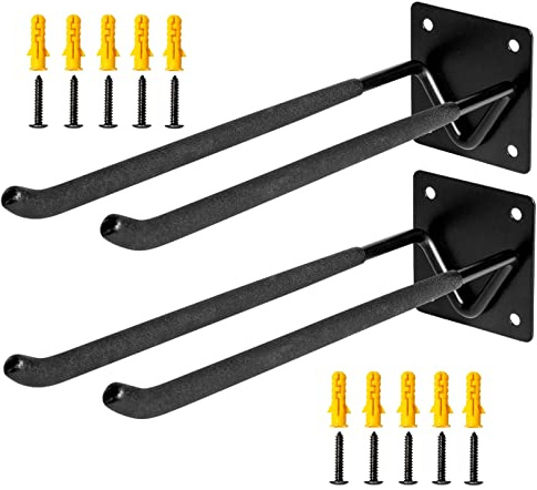 Gocenyi Garage Hook Hangers 2 Pcs, Shovel Holder Wall Mount, Rake Racks, Upgraded Ladder Hanger, Heavy Duty Folding Chair Rack, Garden Tool Hooks for Hanging Yard Tools, Ladders, Bikes and More