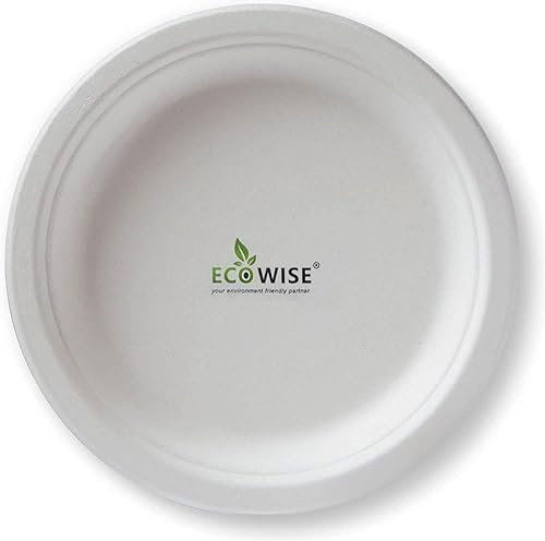 Strong X-Large Round Bagasse Plates, Biodegradable & Compostable ECO Friendly Dinner Party Sugarcane Paper Plates -12 inch, Perfect for Everyday USE Party Picnic BBQ Work (12 inch - 200 Pack)
