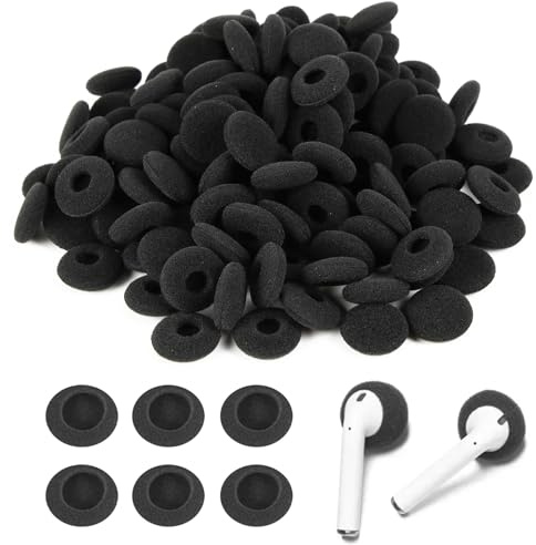 BDBF 100Pcs Earphone Sponge Mesh Cushion Pads,Replacement Foam Earbud Earpad,Ear Earbuds Headset Covers,Foam Earpad Replacement Covers For Earphones & Headphones (Single hole black)