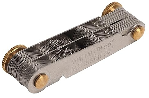 Calibre de Rosca, Calibre de Rosca de 52 Cuchillas, Calibre de Rosca, Herramienta de Medición de Paso de Tornillo de Acero Inoxidable Imperial Métrico, con Cuchillas de 55 ° 60 °