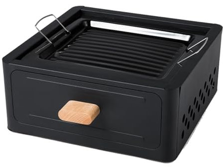 Barbacoa Portatil Carbon Mini Ahumador Compacto De Sobremesa Pequeña Barbacoa Al Aire Libre Con Bandeja Para Hornear Para Viajar Patio Trasero Picnic Playa (Color : /Black)