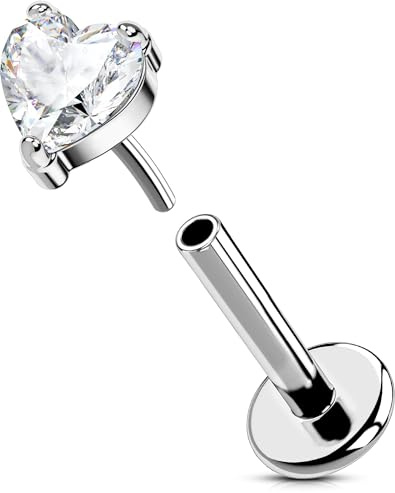 OUFER Body Piercing Helix Piercing Earring Stud 16G Labret Piercing 316L Push in Stainless Steel Lip Tragus Conch Piercing Jewellery