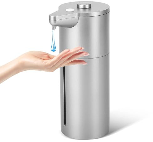 Automatic Touchless Soap Dispenser - 15 Levels Simple Physical Adjustment, Low Battery Consumption for Kitchen Bathroom - Hands Free Silver