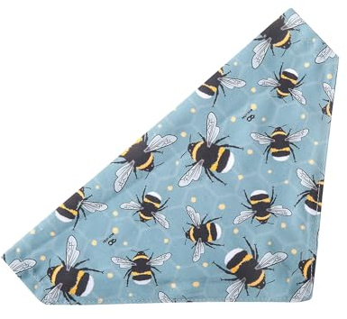 Eco Chic Recycled Dog Bandana 1PCS Washable Triangle Scarf for Pets Dogs and Cats (Bumble Bees Blue)