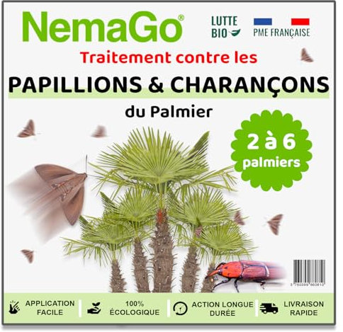 Nemago® - Nématodes Traitement contre le Papillon du Palmier et le Charançon Rouge - Traiter 2 à 6 Palmiers - Lutte biologique - Anti vers et larves