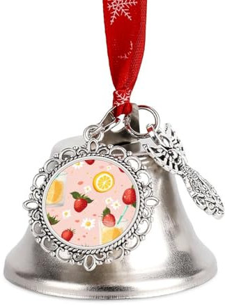 Adorno divertido de campana de Navidad con diseño de fresa y limón para colgar en el árbol de Navidad, decoración para el hogar, fiestas, vacaciones