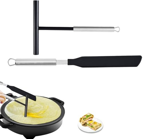 2 Pezzi Crepes Distributore in Inox, Spatola per Crepes