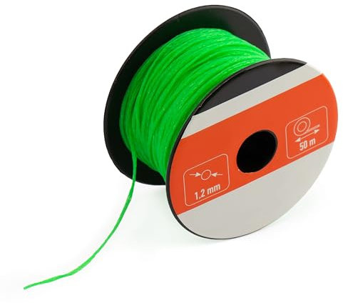 MIVOS Cuerda de albañil - Cuerda de albañil 50 m, grosor 1,2 mm - plomada verde - Cuerda de construcción - Cuerda de enlucido duradera y resistente a desgarros - plomada - 210N